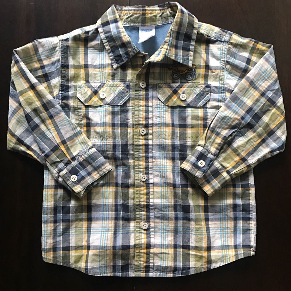 Gymboree Plaid Dump Truck Long Sleeve Button Up